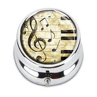 GDEE Piano with Treble Clef Custom Fashion Stainless Steel Silver Pill box Western Tablets Tablet Holder Management Case Pocket or Wallet