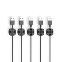 Cable Clips, 5 Pack Black Cord Organizer Cable Management for Organizing Cable Cords Home and Office, Self Adhesive Cord Holders