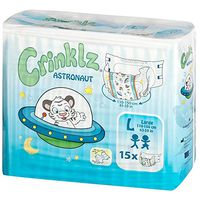 Crinklz Tab-Style Briefs Adult Printed Diapers, Astronaut, Large, Pack/15