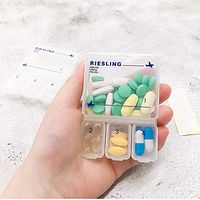 Pill Containers for Traveling 2Packs, JohnBee Portable Compact Vitamin Organizer Small Pill Holder for Pocket(Clear,4 Compartments)…