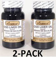 Aceite De Higado De Bacalao Capsules 2 x 50's (100 softgels Total) Cod Liver Oil 2-PACK