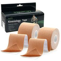 MUEUSS Kinesiology Tapes Uncut Waterproof Hypoallergenic Breathable Elastic Roll for Knee Ankle Muscles Elbow Shoulder Latex Free 16.5 ft (Beige (2 pc/Set))