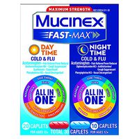 Cold, Cough, and Flu Maximum Strength ? Mucinex Fast-Max Day/Night ? 30 caplets ? Fast relief for congestion, fever, aches, and sore throat