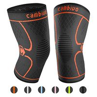 CAMBIVO 2 Pack Knee Brace, Knee Compression Sleeve Support for Men and Women, Running, Hiking, Arthritis, ACL, Meniscus Tear, Sports, Home Gym (Orange,Small)