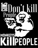 Guns Don't Kill People Monkeys Kill People Banksy Vinyl Decal Sticker|Car Truck Van Wall Laptop|WHITE|5.5 In|KCD667