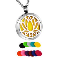 HooAMI Lotus Flower Aromatherapy Essential Oil Diffuser Necklace Pendant Locket Jewelry Gift Set
