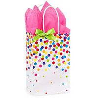 NW Rainbow Confetti Paper Shopping Bags - Rose Size - 5 1/4 x 3 1/2 x 8 1/4in. - 25 Pack