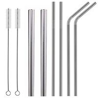 BagTu FDA-Approved Stainless Steel Straws, 6 in 1 Set with Cleaning Brushes- 4pcs 10.5’’ Drinking Metal Straws for 20oz 30oz Tumbler Yeti + 2pcs 8.5’’ Straws for Pearl Bubble Tea + 2 Cleaning Brushes