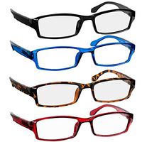 Reading Glasses 1.75 Black Blue Red Tortoise (4 Pack) F501 TruVision