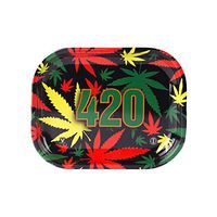 Metal Rolling Tray, 420 Rasta Design by V Syndicate (Small)