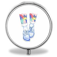 Foot Pill Case, Round Stainless Drug Organizer Container Medicine Cover for Pocket Daily&Weekly