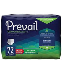 Prevail Maximum Absorbency Incontinence Underwear Small/Medium 18 Count (Pack of 4) Breathable Rapid Absorption Discreet Comfort Fit Adult Diapers