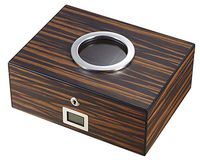 Visol Porthole Ebony Finish Cigar Humidor with Free Laser Engraved Metal Plate (Roman Monogram)
