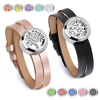 Maromalife Diffuser Bracelets 2PCS Essential Oil Diffuser Leather Wristband Aromatherapy Diffuser Locket Stress Relief Couple Bracelet Gift Sets for Men/Women