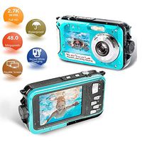 Underwater Camera 24.0MP Waterproof Digital Camera Full HD 1080p Selfie Dual Screen Video Recorder Point and Shoot Digital Camera Waterproof Camera for Snorkeling