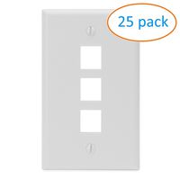 Kenuco Gang Keystone Wall Plate - Standard Size (25 Pack, 3 Port)