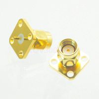 Gimax 1pce Connector RPSMA male jack pin 4-holes flange solder cup Panel Mount