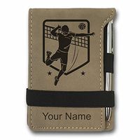 Mini Notepad, Volleyball Player Man, Personalized Engraving Included (Light Brown)