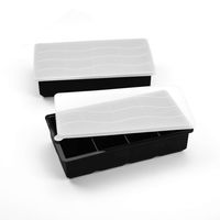 Ice Cube Trays with Lids Silicone Large Square Ice Cube Molds for Whiskey and Cocktails, Keep Drinks Chilled, Reusable and BPA Free (2pc/Pack)