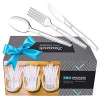 Zeppoli 380-Piece Clear Plastic Silverware Set – 190 Plastic Forks, 125 Plastic Spoons, 65 Plastic Knives – Plastic Cutlery Utensil Set – Disposable Forks, Clear Plastic Spoons – Chinet Utensils