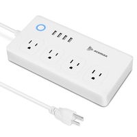 ACEMAX Smart Wifi Power Strip,Compatible with Alexa,Google Assistant,Free App Control,Wireless Timer,No Hub Required,for Smart Home,4 Outlets,4 USB Charging Ports,Surge Protected,5 Feet Cord (White)