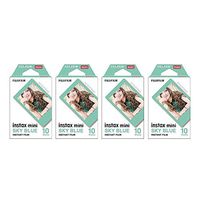 Fujifilm Instax Mini Instant Film Sky Blue Frame 4-Pack Bundle Set, Film Sky Blue Frame (10 x 4) for Mini 90 8 70 7s 50s 25 300 Camera SP-1 Printer