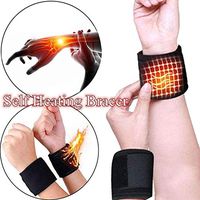 2Pcs Magnetic Self-Heating Self-Adhesive Sports Protection Therapy Wristband Wristbands (Black)