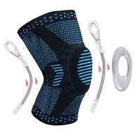 Knee Braces for Men and Women- Compression Knee Brace with Patella Gel Pads & Side Stabilizers - Knee Support Compression Sleeves Knee Wraps for Meniscus Tear, ACL, MCL Running (Large, Blue Black)