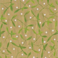 Caspari Mistletoe 30 in. x 8 ft. Wrapping Paper in Gold, 2 Rolls Included