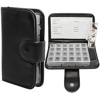 Simply Genius 7 Day Daily Pill Organizer, Portable Locking Travel Case Doses Dispenser, AM/PM, Day & Night, Weekly Pill Box Organizer Case