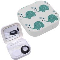 Portable Contact Lens Case Box Travel Kit Mirror + Bottle + Tweezers Container Holder [ Elephant Baby Animal ]