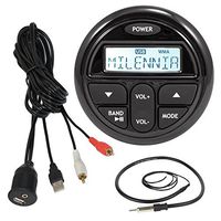 Millenia PRV17 Marine Boat Yacht Gauge Style AM/FM Radio Stereo Receiver Media Player Bundle Combo with Enrock USB/AUX to RCA Interface Mount Cable + 22" Radio Antenna