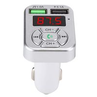 Bluetooth FM Transmitter, Car Music MP3 Player Radio Adapter Phone Charger Support Hands-Free Call/TF Card/U Disk Playback(Silver)