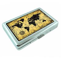 Metal Silver Cigarette Case Vintage Poster D-012 World Map Antique Vintage Old Style Decorative Educational