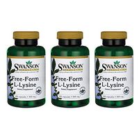 Swanson Amino Acid Free-Form L-Lysine 500 Milligrams 100 Capsules (3 Pack)