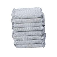 uxcell 8pcs Scouring Pad Non-Scratch Scouring Sponge Scrub Pads 5"x3.3" For Scouring Kitchen, Dishwashing, Silver Tone 1