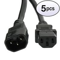 GOWOS (5 Pack 10Ft Power Extension Cord C13 to C14 Black/SJT 14/3