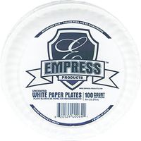 Empress E30200 00064 Uncoated Paper Plate, 6" Size, 12.25" Height, 24.5" Width, 9" Length, White (Pack of 1000)
