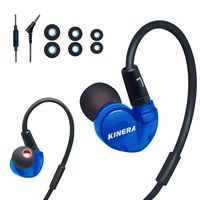 Kinera BD005 Over Ear Headphones Sports Workout Wired Earhook Earphones Sweatproof in Ear Earbuds with MMCX Microphone Noise-Cancelling for Running Gym Exercise Jogging for iPhone, Samsung,etc-Blue