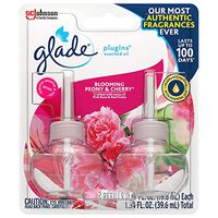 Glade PlugIns Refills Air Freshener, Scented and Essential Oils for Home and Bathroom, Blooming Peony & Cherry, 1.34 Oz, 2 Count