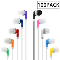 Wholesale Kids Bulk Earbuds Headphones Earphones Assorted Colors for Schools, Libraries, Hospitals,Gifts Individually Bagged (100pack)