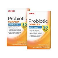 GNC Probiotic Complex with 50 Billion CFUs, Twin Pack, 30 Capsules per Bottle, Daily Probiotic Support