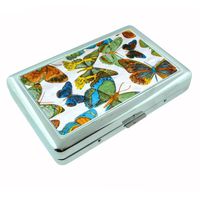 1960s Or 70s Mod Butterflies 1 Metal Silver Cigarette Case Holder Box D-304