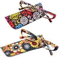 SOOLALA 2-Pair Designer Fashionable Spring Hinge Rectangular Reading Glasses w/Matching Pouch, RedYellow, 1.0