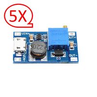 Beaster 5 Pcs DC-DC Boost Converter Module Voltage Adjustable Step-up Circuit Board Voltage Regulator DC 2-24V to 5V 9V 12V 24V 2A with Micro USB Input