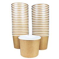 Paper Ice Cream Cups - 50-Count 11-Oz Disposable Dessert Bowls for Hot or Cold Food, 11-Ounce Party Supplies Treat Cups for Sundae, Frozen Yogurt, Soup, Brown