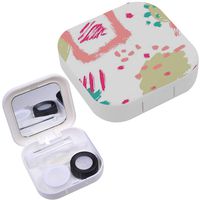 Portable Contact Lens Case Box Travel Kit Mirror + Bottle + Tweezers Container Holder [ Geometric Design ]