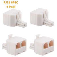 Uvital RJ11 Duplex Wall Jack Adapter Dual Phone Line Splitter Wall Jack Plug 1 to 2 Modular Converter Adapter for Office Home ADSL DSL Fax Model Cordless Phone System, White(4 Packs)