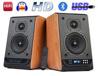 Bookshelf Speakers Bluetooth Studio Speakers HiFi 2.0 Surround Sound Classic Wireless Speaker for Home Theater Optical Input 80Watts 4 Inch Near Field Speaker Wooden Style (Pair)