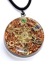 Metatron's Cube Merkaba 7 Chakras w/Crystals Stones Orgone Pendant Generator Energy Accumulator EMF Protection 2.25 inch